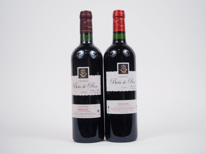 2 BOUTEILLES CHÂTEAU BOIS DE ROC MÉDOC : 1 DE 2004 - 1 DE 2006
