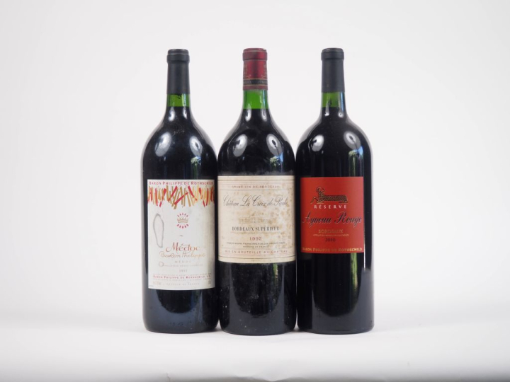 3 MAGNUMS : 1 MÉDOC BARON PHILIPPE DE ROTHSCHILD 1997 - 1 AGNEAU ROUGE