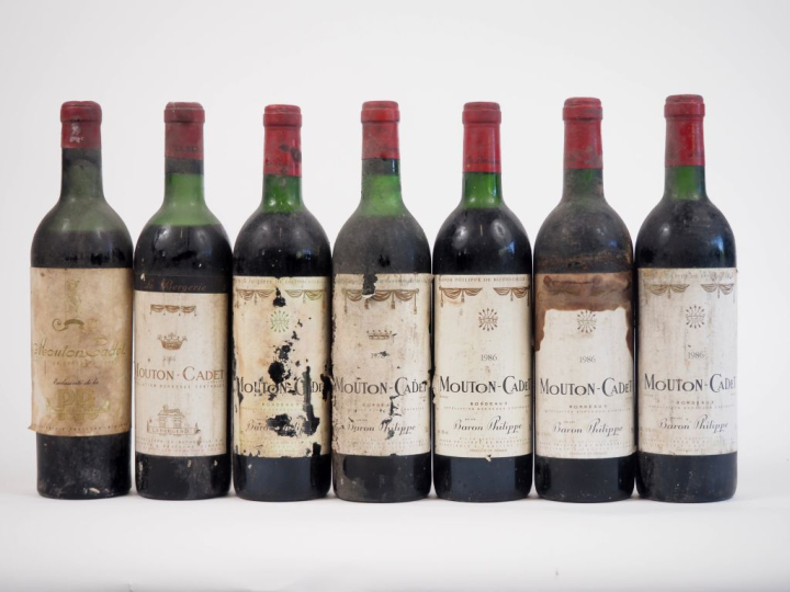 7 BOUTEILLES MOUTON CADET BORDEAUX : 1 DE 1966 MEP - 1 NM BEP - 2 MILL
