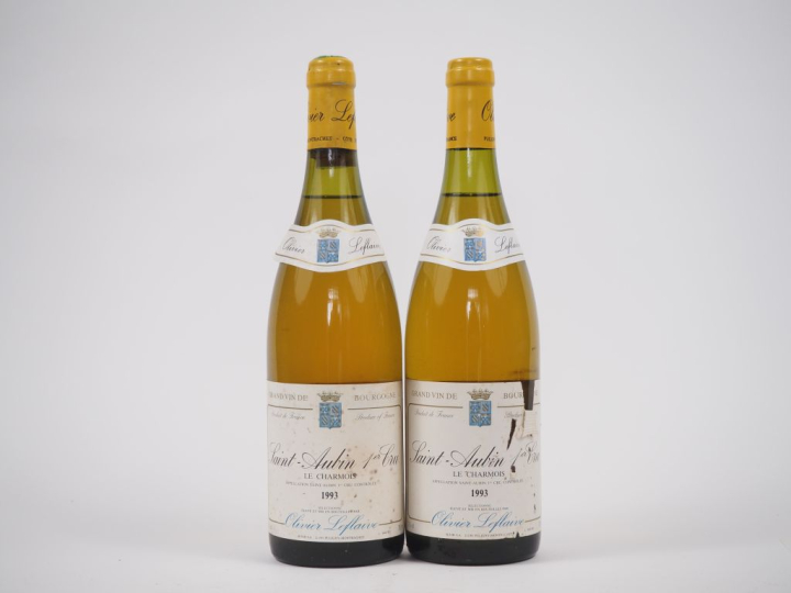 2 BOUTEILLES SAINT AUBIN 1er CRU "LE CHARMOIS" OLIVIER LEFLAIVE - 1993