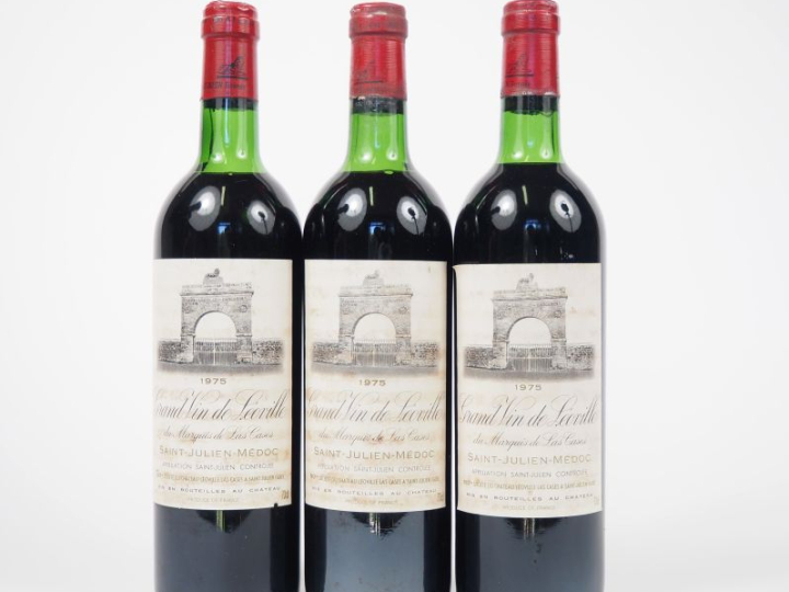 3 BOUTEILLES CHÂTEAU LÉOVILLE LAS CASES GCC ST JULIEN - 1975 - LB/1 C