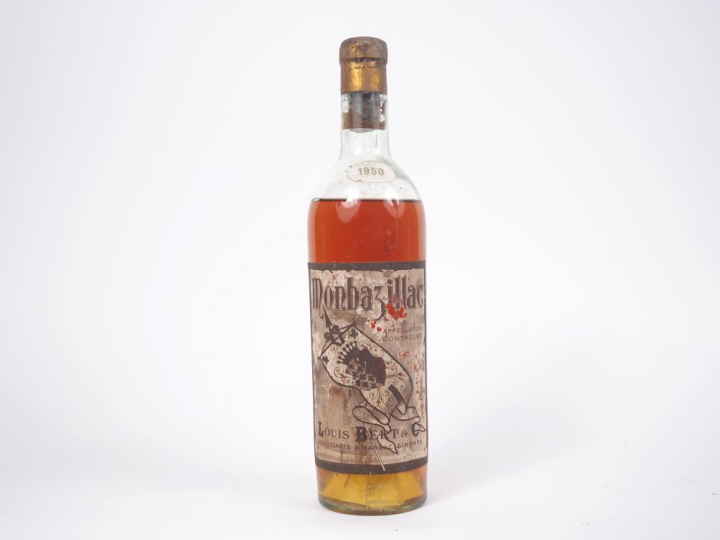 1 BOUTEILLE MONBAZILLAC LOUIS BERT - 1950 - VIDANGE/EA/CAPS ABIMÉE 