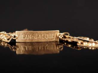 Vente aux enchères Bracelet de naissance en or jaune 750, à décor de maillons rectangulai