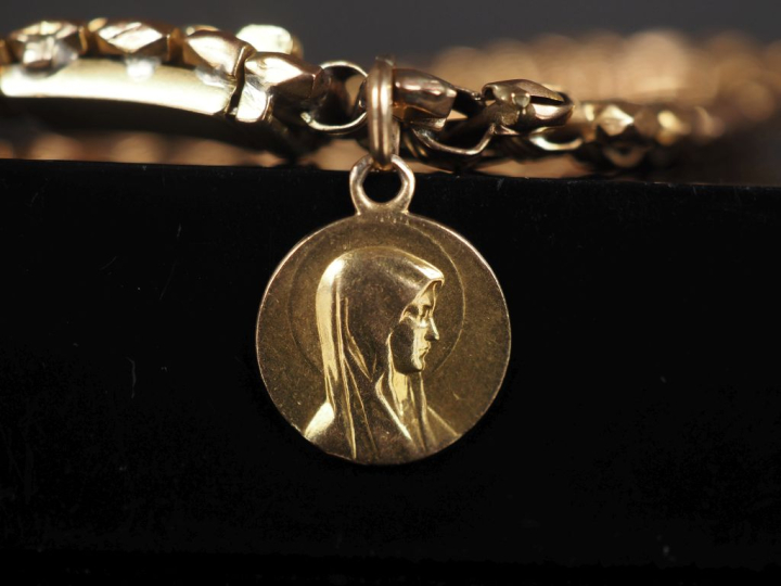 Bracelet souple en or jaune 750, maille fantaisie à décor de maillons 