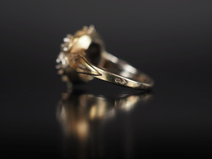 Monture de bague marguerite en platine et or blanc 750. TDD. 49 1/2  P