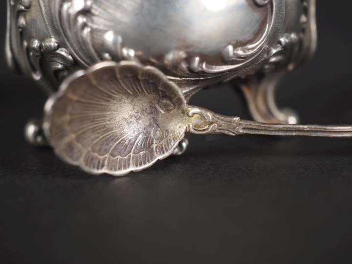 Paire de salerons de style Louis XV en argent 925, poinçon Minerve, à 