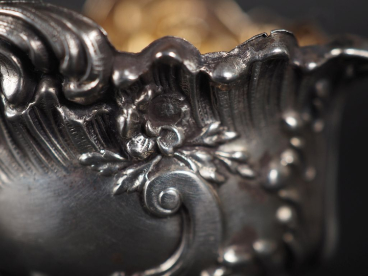 Paire de salerons de style Louis XV en argent 925, poinçon Minerve, à 