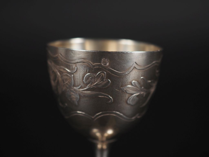 Coquetier de style Art Nouveau en argent 925, poinçon Minerve, à décor