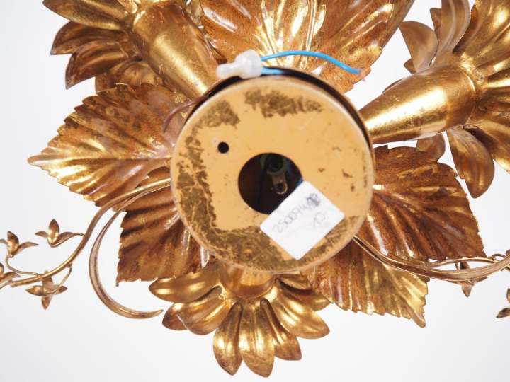 Applique en laiton doré et argenté en forme de fleur et de feuille, éc