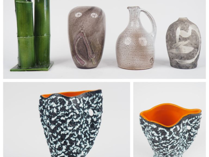 Ensemble comprenant :  un pichet 1960 en céramique de Vallauris,  pich