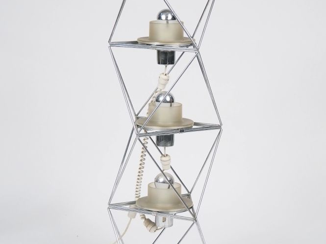 Felice RAGAZZO.   Lampadaire « Poliedra » à trois lumières, en métal c