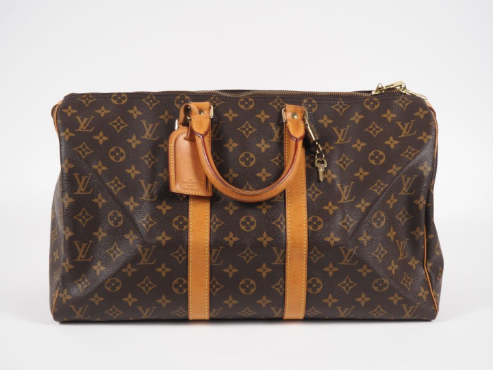 Louis VUITTON, Keepall 45 Sac en toile enduite monogrammée et cuir nat
