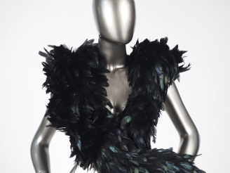 Vente aux enchères Ravissant boa en plumes noires irisées. Long. 210 cm environ