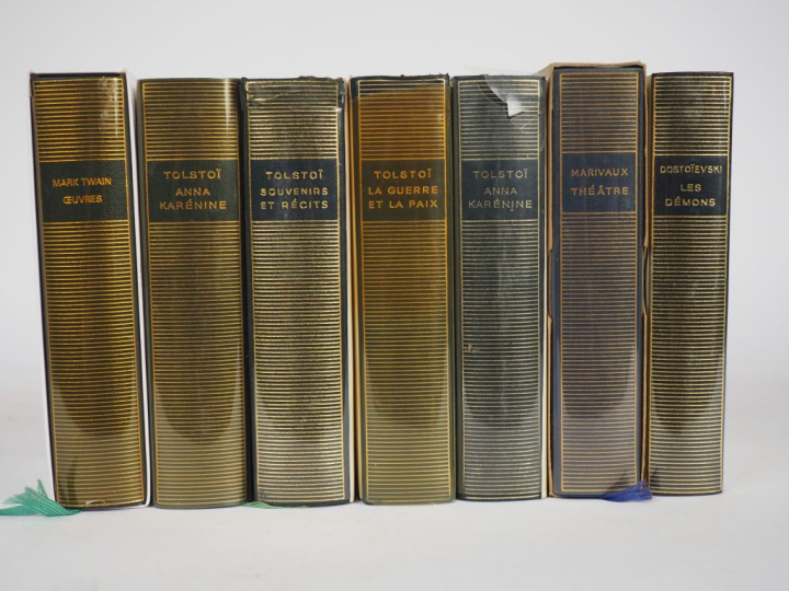 La Pléïade. Lot de 7 volumes : - Mark TWAIN. Œuvres. 1 vol. - TOLSTOÏ.
