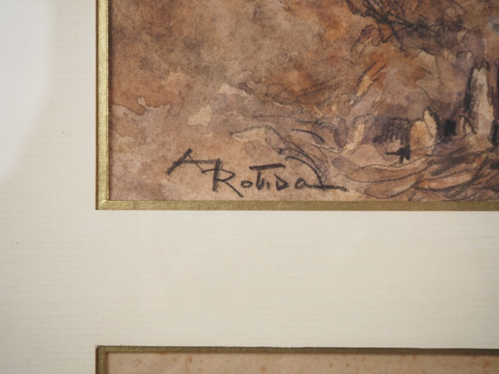 Albert ROBIDA (1848-1926). « Les deux Murat » Aquarelle et rehauts de 