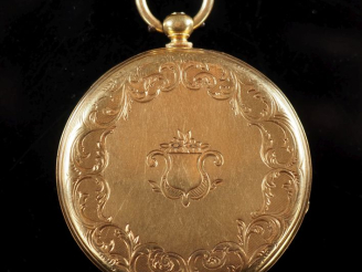 Vente aux enchères VIDAL Montre savonnette aveugle en or jaune 750.  Cadran à chiffres ro