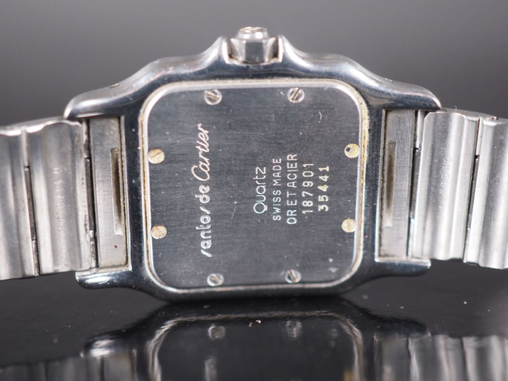 CARTIER , Santos Ref. 187 901 Montre bracelet en acier et or jaune 750