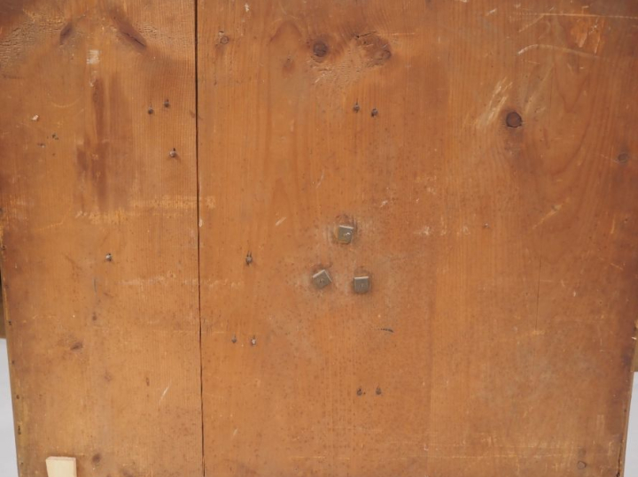 Tableau horloge XIXème, huile sur toile "paysage fluvial animé et arch