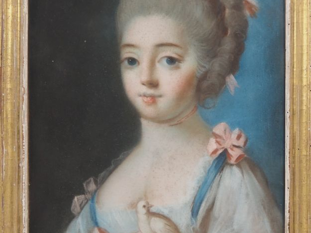 Ecole française fin XVIIIème début XIXème.  "portrait de jeune fille à