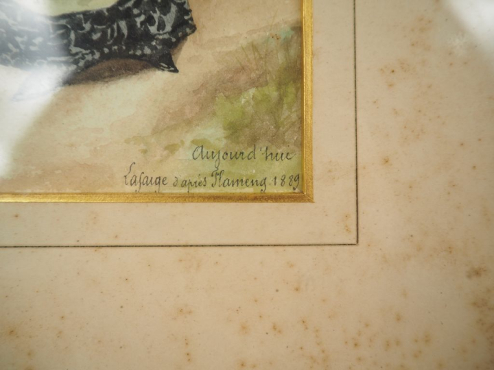 LAFARGE.  "Autrefois" et "Aujourd'hui" Paire d'aquarelles d'après Flam