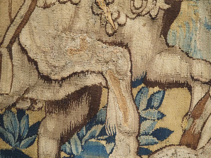 Tapisserie XVIIème "Scène de chasse au sanglier" Dim. 226,5 x 184 cm