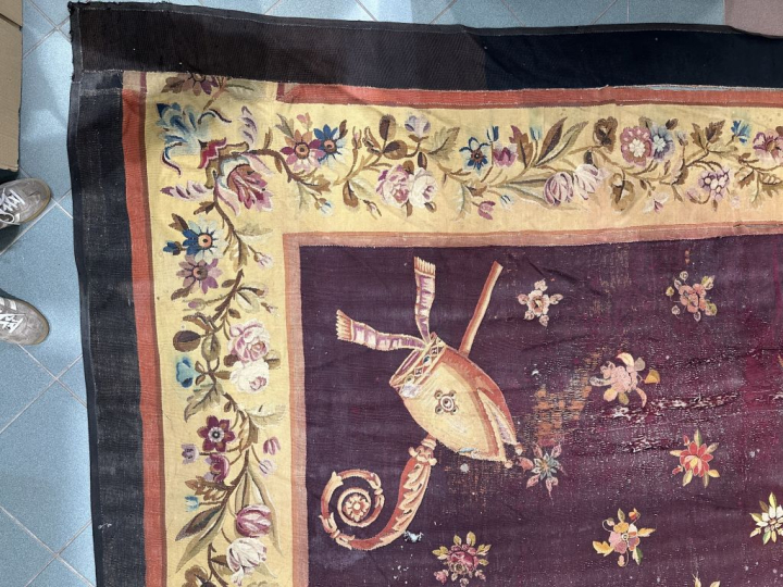 Tapis d'Aubusson, fin XVIIIème - début XIXème.  Tapis plat (technique 