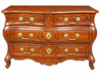 Vente aux enchères Commode Louis XV en bois naturel mouluré et sculpté, façade et panneau