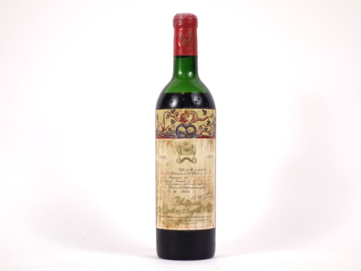 1 BOUTEILLE CHÂTEAU MOUTON ROTHSCHILD 1er GCC PAUILLAC- 1968 - MEP-BEP