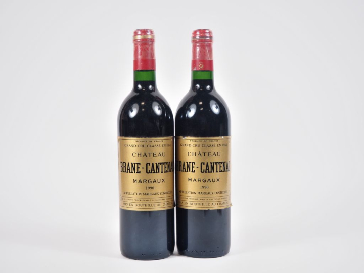 2 BOUTEILLES CHÂTEAU BRANE CANTENAC GCC MARGAUX - 1990 - ETLA 