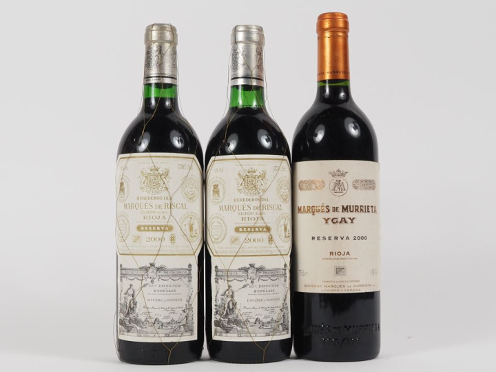 3 BOUTEILLES ESPAGNE RIOJA DE 2000 : 1 RIOJA MARQUES DE MURRIETA YGAY 