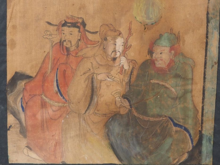 Chine, XIXe siècle Ensemble de six peintures, représentant des dieux d