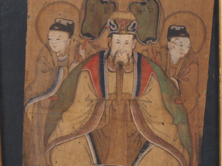 Chine, XIXe siècle Ensemble de six peintures, représentant des dieux d