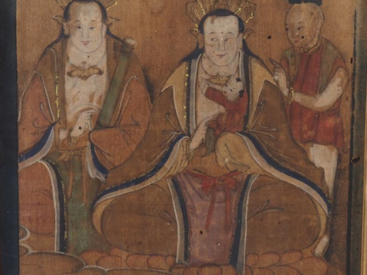 Chine, XIXe siècle Ensemble de six peintures, représentant des dieux d