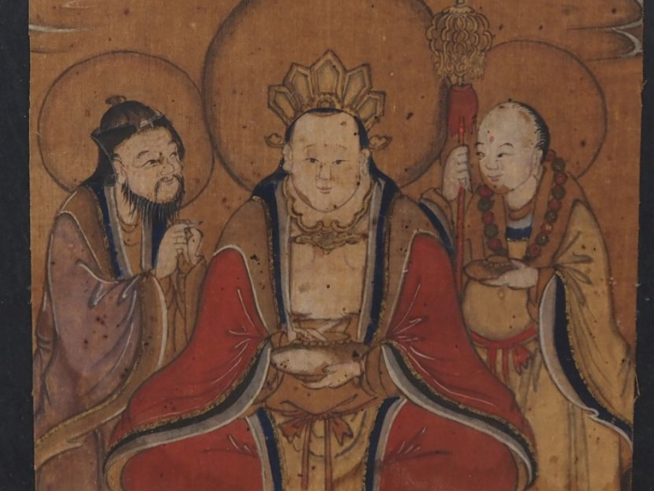Chine, XIXe siècle Ensemble de six peintures, représentant des dieux d