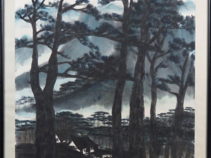 Lin Fengmian  Importante peinture à l’encre et couleurs sur papier, re