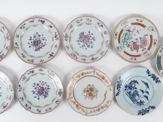 Chine, Compagnie des Indes, XVIIIe siècle et période Qing Lot de neuf 