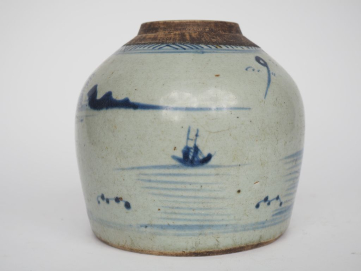 Chine, XIXe siècle Pot à gingembre en porcelaine bleu blanc, à décor d