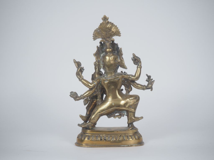 Népal, travail moderne Groupe en bronze, représentant un Ganesh dansan