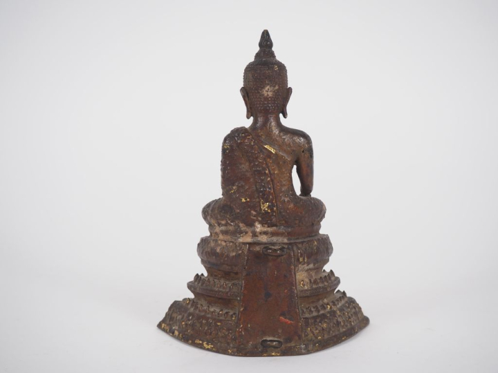 Siam, Rattanakosin  Sujet en bronze, représentant le Bouddha assis en 