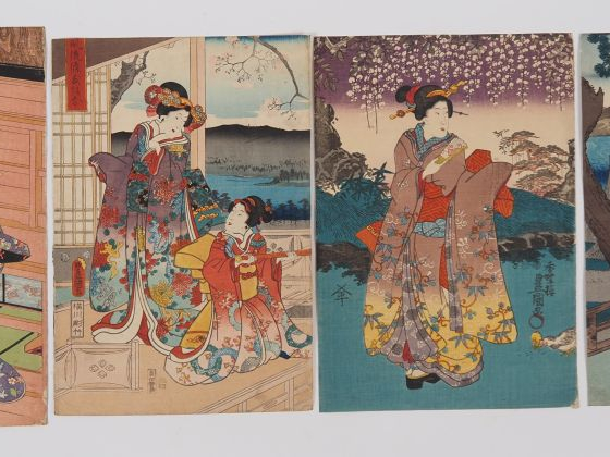 Lot de 18 estampes de format oban comprenant :  -	Ryûsai Shigeharu : A