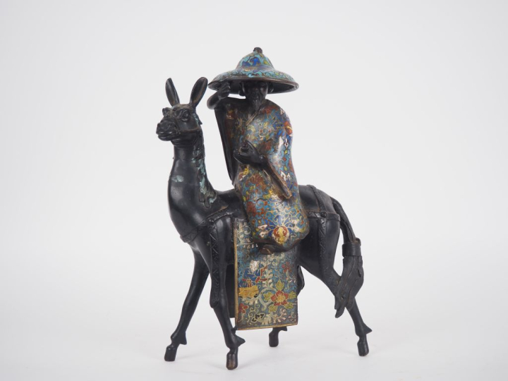 Japon, vers 1900 Groupe en bronze et émaux champlevés, représentant To