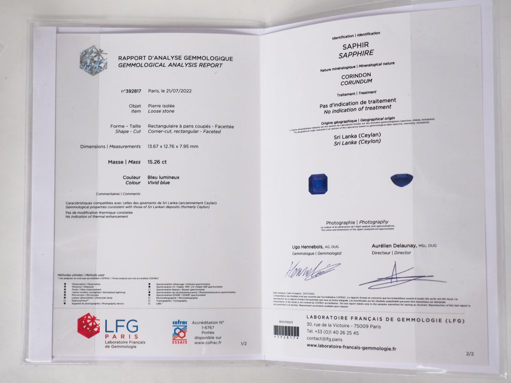 Rapport de gemmologie saphir de Ceylan ©Primardeco