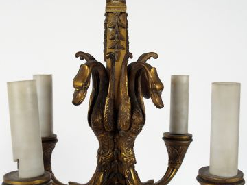 Paire de candélabres de style Retour d'Egypte en bronze patiné, éclair