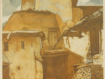 MAJORELLE. 'Vue de la Casbha'. Lithographie en couleurs signée dédicac