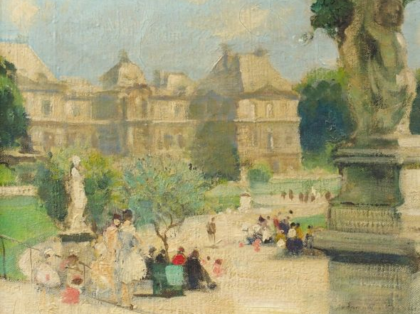 Jules René HERVE "Jardin du Luxembourg". Huile sur toile, signée en ba
