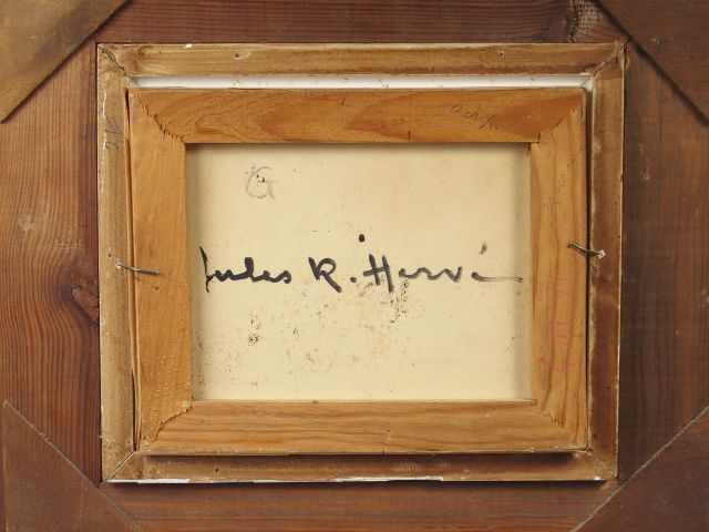 Jules René HERVE "Au café". Huile sur carton, signée en bas à droite. 