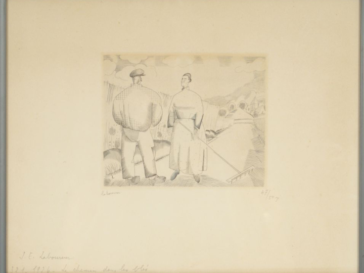 J. E. LABOUREUR. "Le chemin dans les blés".  Gravure numérotée 47/50 e