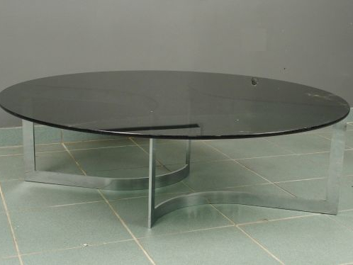 Paul LE GEARD, DOM éditeur Table basse à plateau circulaire en verre f