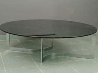 Vente aux enchères Paul LE GEARD, DOM éditeur Table basse à plateau circulaire en verre f