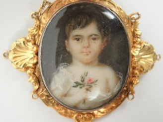 Vente aux enchères Ecole française XIXème 'Portrait du roi de Rome'. Miniature sur ivoire